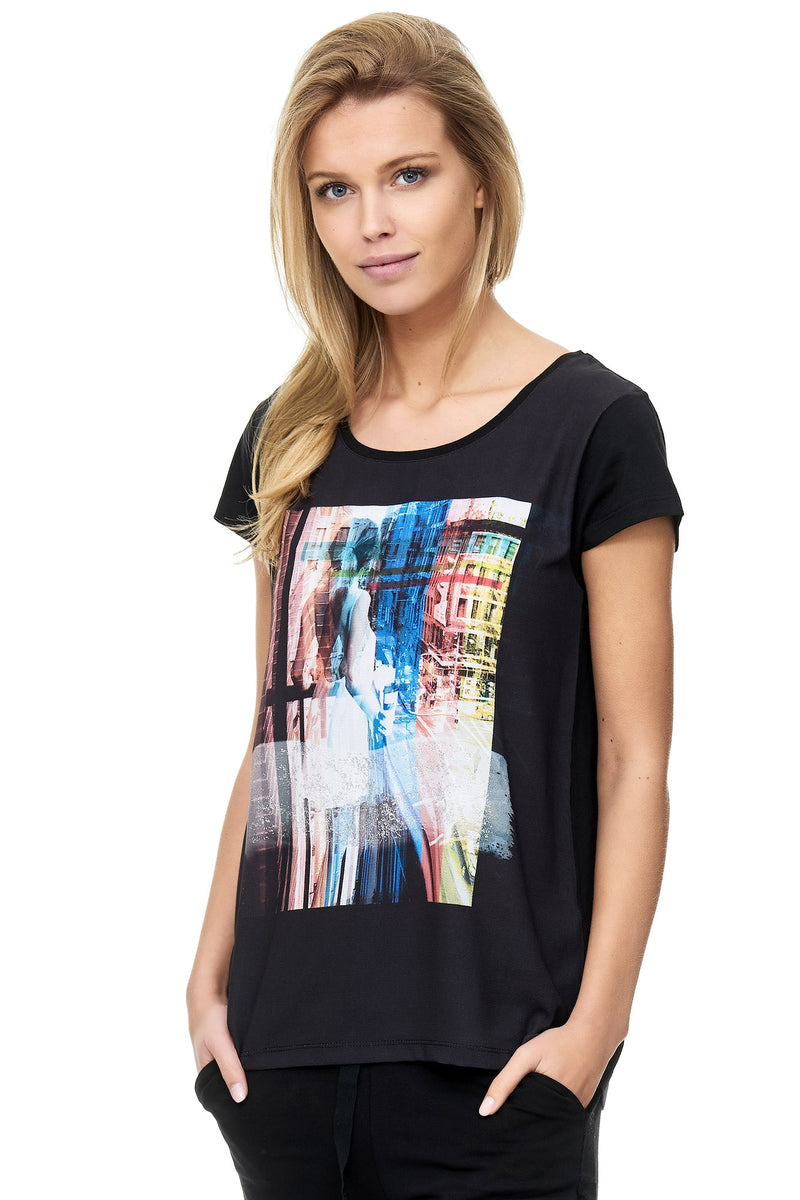 Decay T-Shirt GmbH Decay coolem, – mit Damenmode - Modevertrieb farbigem Aufdruck