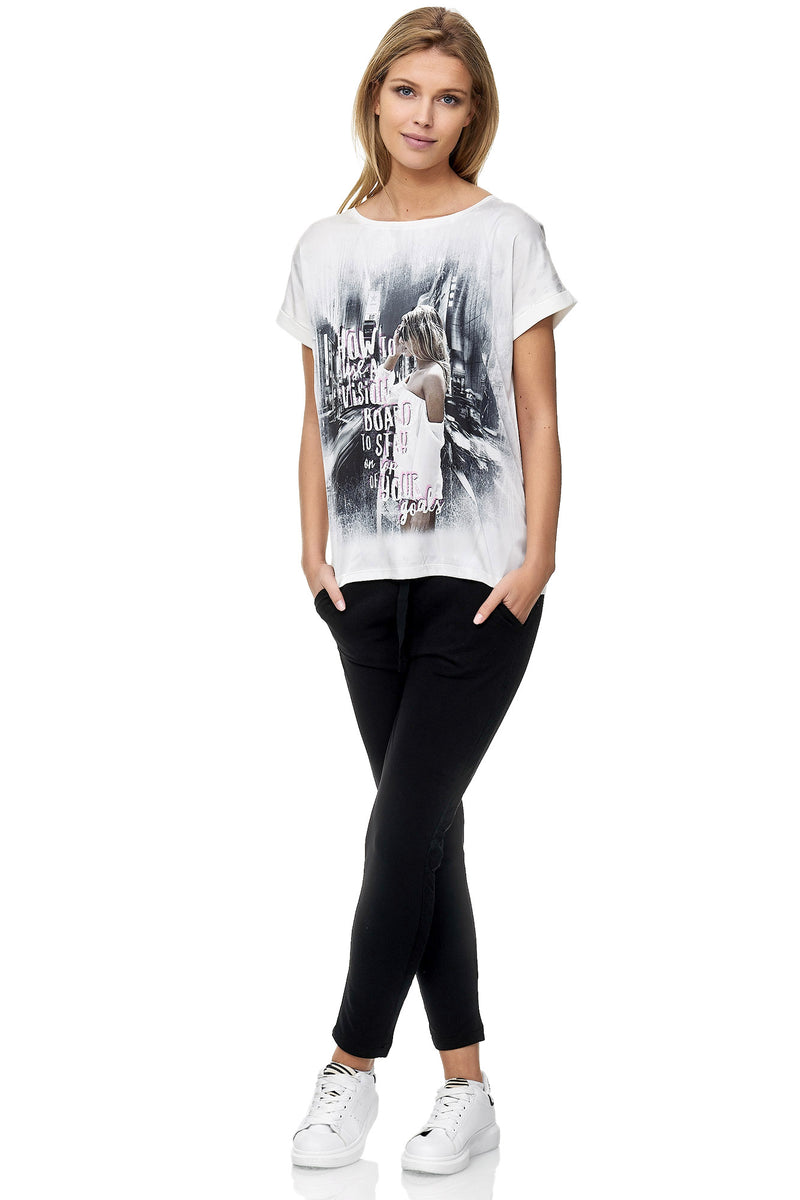 Decay T-Shirt mit stylischem – GmbH Modevertrieb Decay Aufdruck. Damenmode 