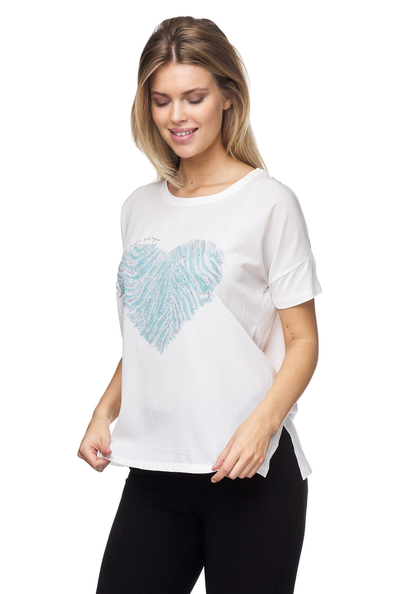 Stylisches T-Shirt von Decay mit - Decay Damenmode GmbH – Modevertrieb Herzaufdruck. farbigem