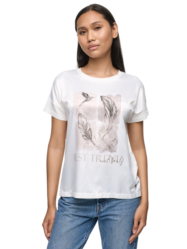 Decay Damen T-Shirt mit „Best Trend“ und modernen Vogel & Bambusdetails – Rundhals, komfortabel & stylisch
