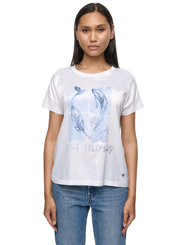 Decay Damen T-Shirt mit „Best Trend“ und modernen Vogel & Bambusdetails – Rundhals, komfortabel & stylisch