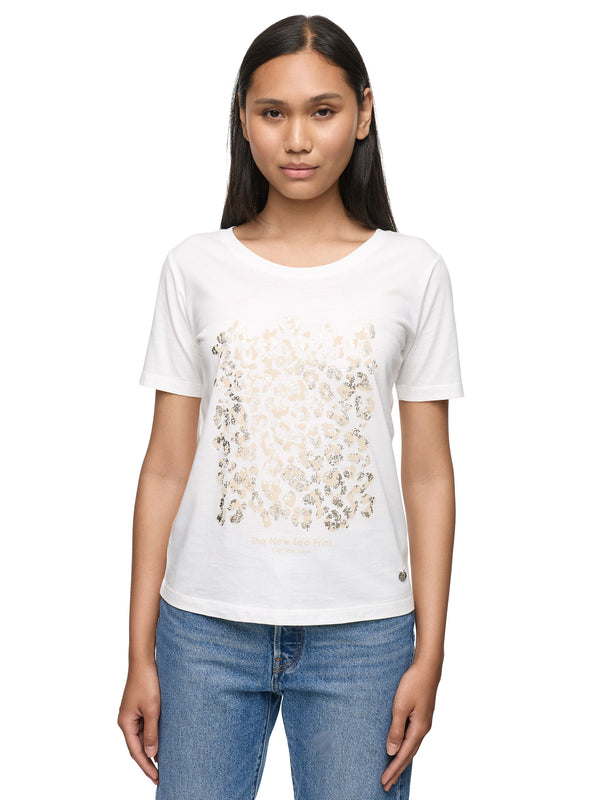 Decay Damen T-Shirt mit Leo-Print und „The New Leo Print“-Schriftzug – modischer Rundhals-Look