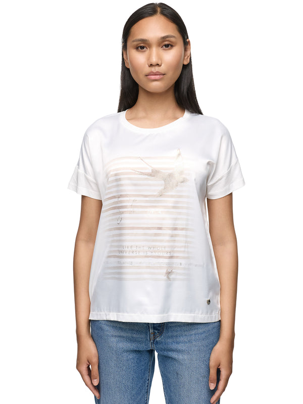 Decay Damen T-Shirt mit „Shine“-Schriftzug und fliegendem Vogel – stilvoller Rundhals-Style