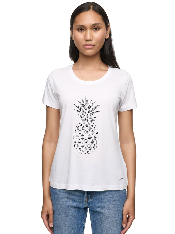 Decay T-Shirt mit Glitzer Ananas Design – Tropisches Statement für deinen Look