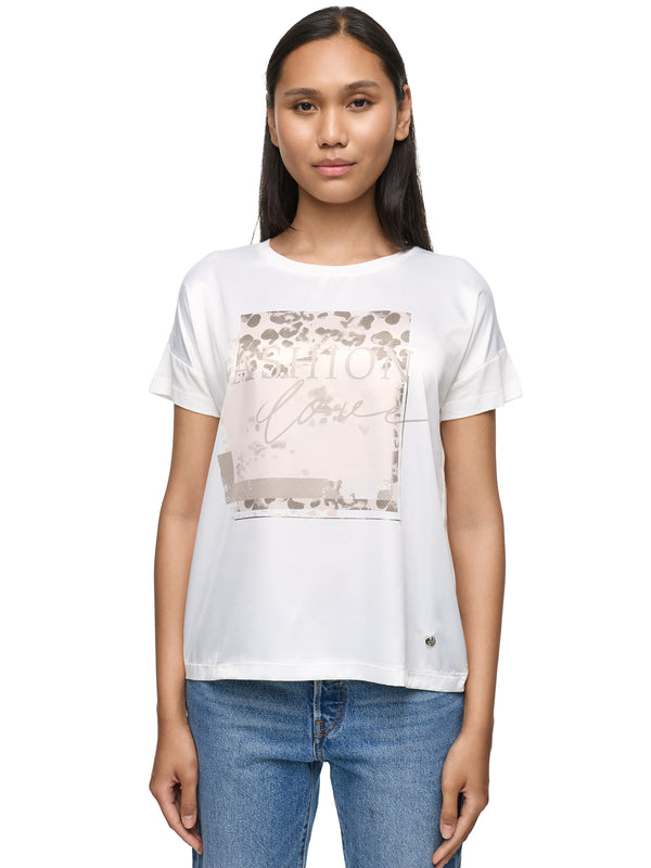 Decay Damen T-Shirt mit Leo-Print und „Fashion Love“-Schriftzug – Trendstyle mit Rundhals
