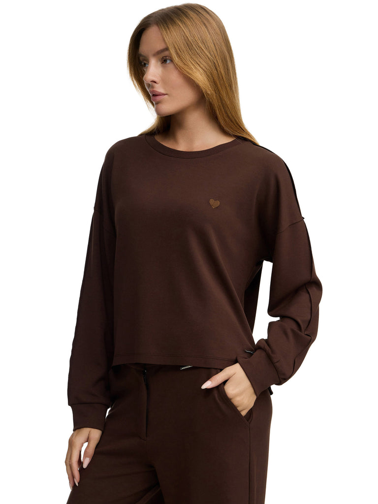 Premium Damen Sweatshirt mit Herz-Stickerei