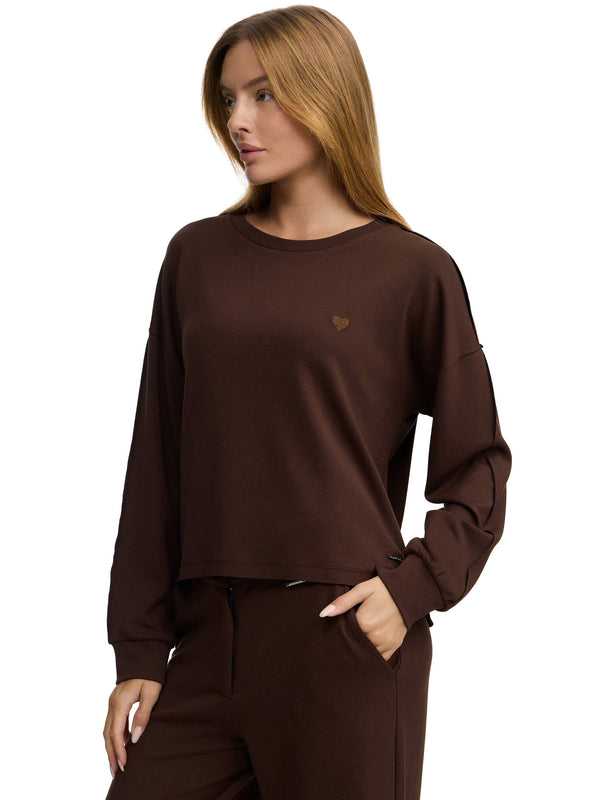 Premium Damen Sweatshirt mit Herz-Stickerei