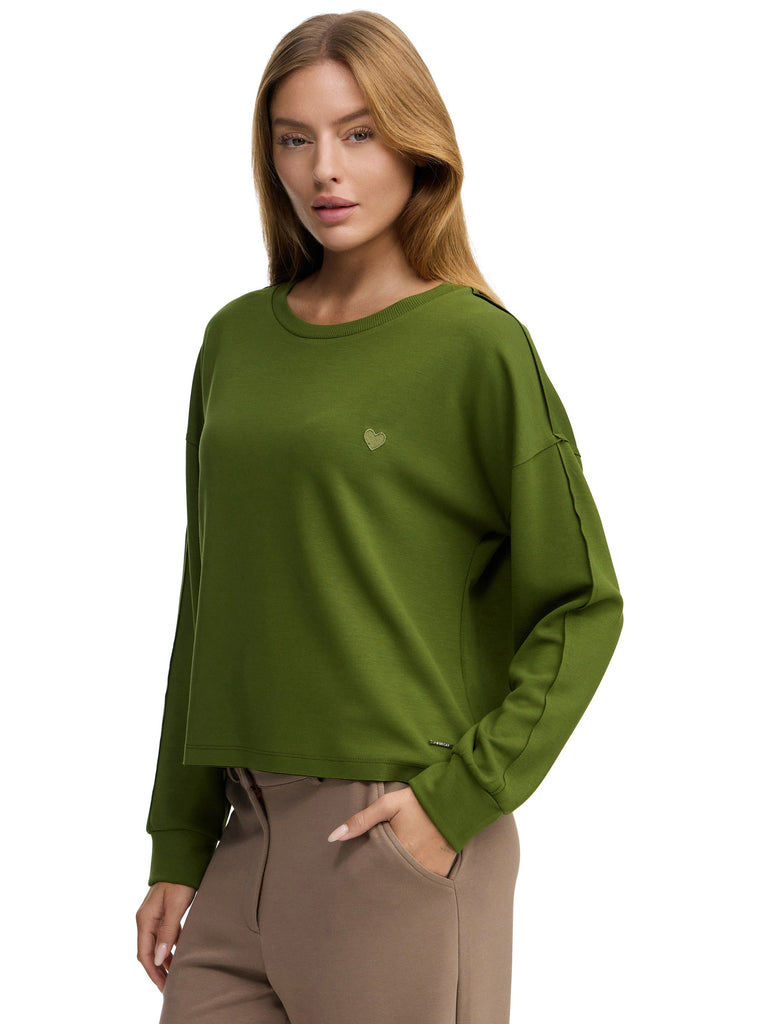 Premium Damen Sweatshirt mit Herz-Stickerei