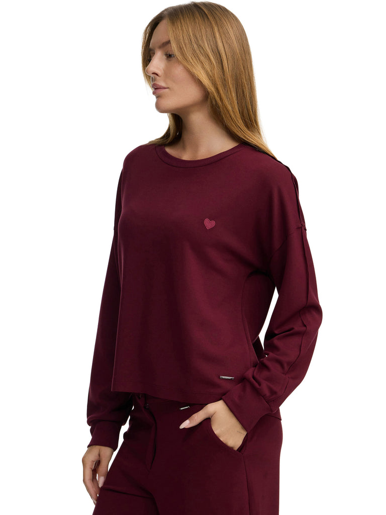 Premium Damen Sweatshirt mit Herz-Stickerei