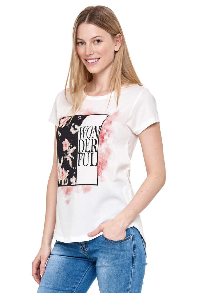 Decay T-Shirt mit Vintage - Aufdruck und Perlen – Decay Modevertrieb GmbH -  Damenmode | Rundhalsshirts