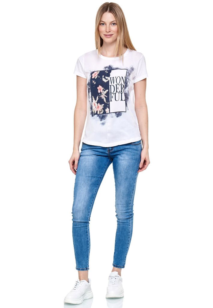 Decay T-Shirt Vintage Damenmode - GmbH Aufdruck und Perlen mit - Modevertrieb – Decay