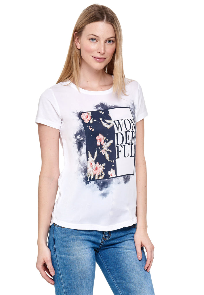 Decay T-Shirt mit Vintage - Aufdruck und Perlen – Decay Modevertrieb GmbH -  Damenmode