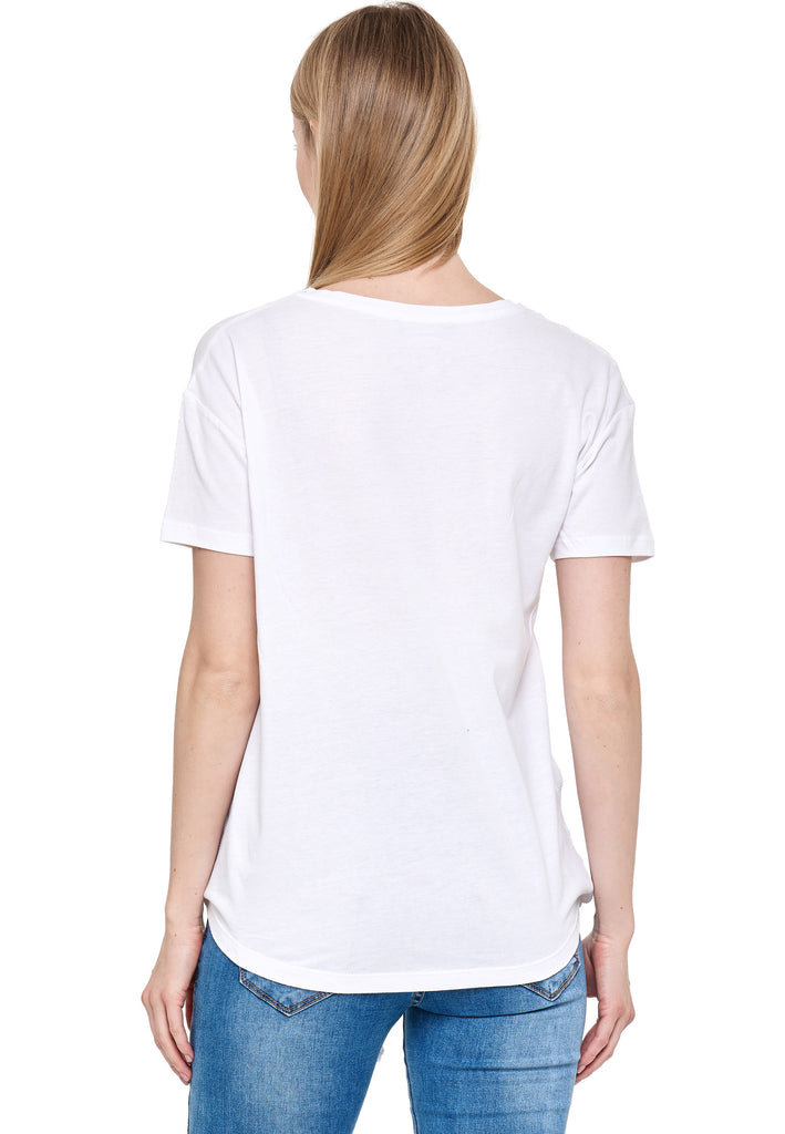 Decay T-Shirt mit Damenmode Modevertrieb Gelben Decay GmbH Mittelstreifen – 