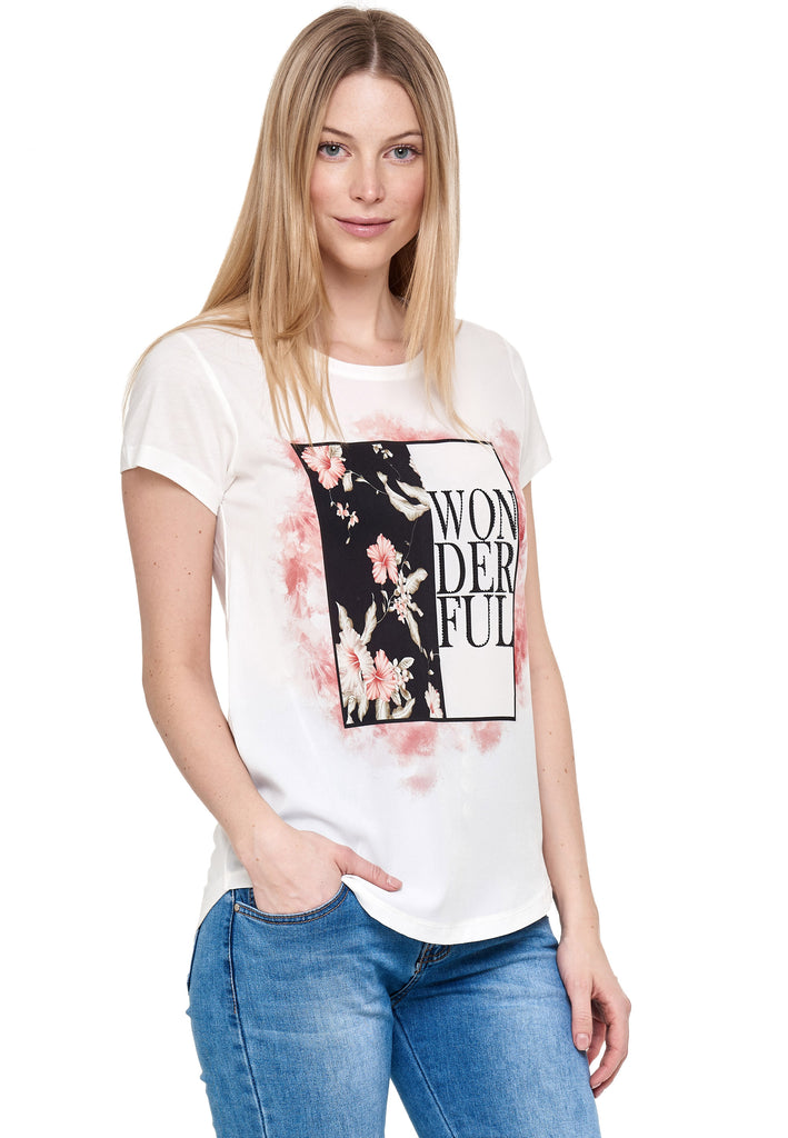 mit Decay GmbH - Damenmode T-Shirt – Vintage Decay Aufdruck Perlen Modevertrieb und -