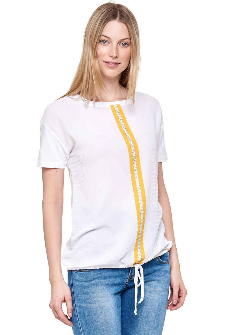 Decay T-Shirt Gelben Mittelstreifen Damenmode Modevertrieb - GmbH Decay – mit