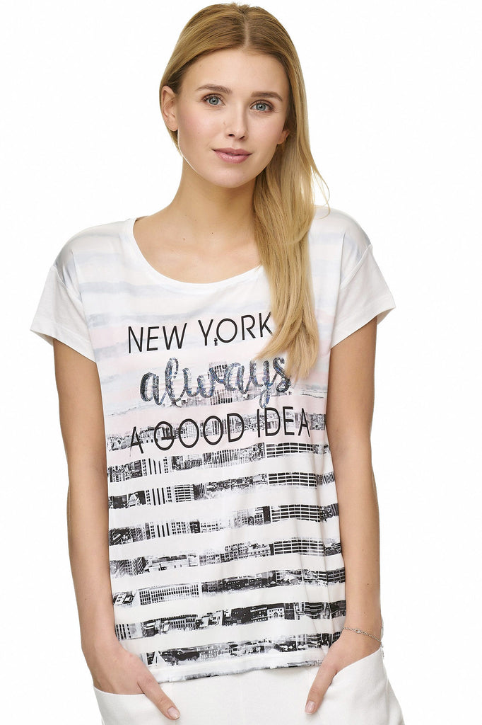 Decay T-Shirt mit NEW YORK - Aufdruck und Pailletten: