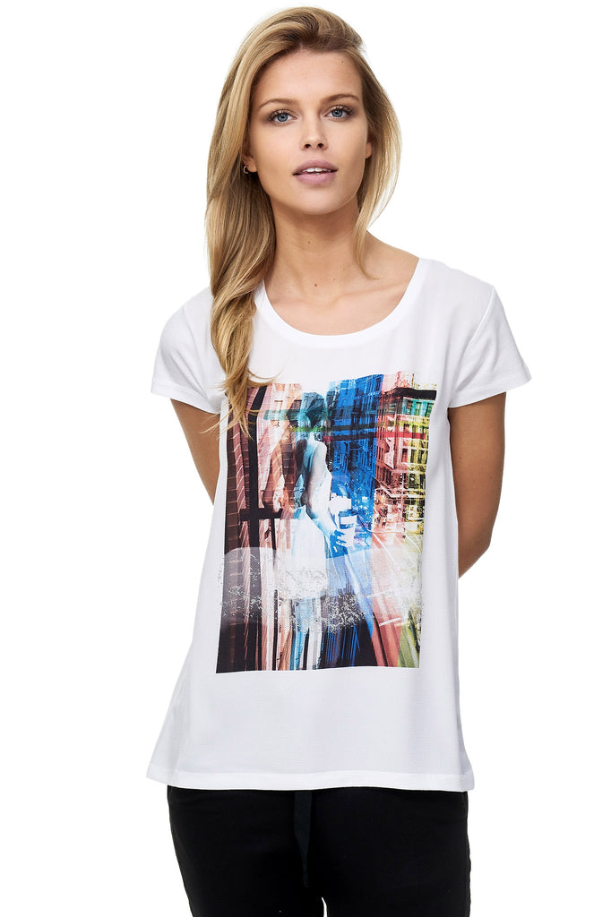 Decay T-Shirt mit Damenmode GmbH Decay farbigem – - coolem, Aufdruck. Modevertrieb