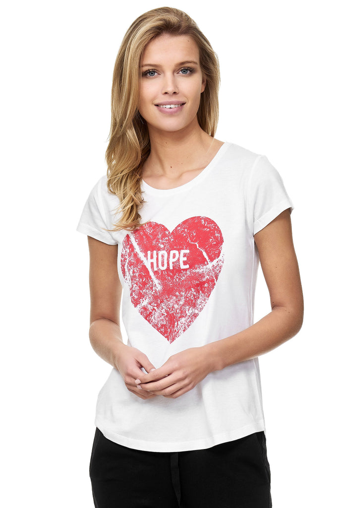 Decay T-Shirt mit Herz GmbH Modevertrieb Damenmode HOPE - Aufdruck - – Decay