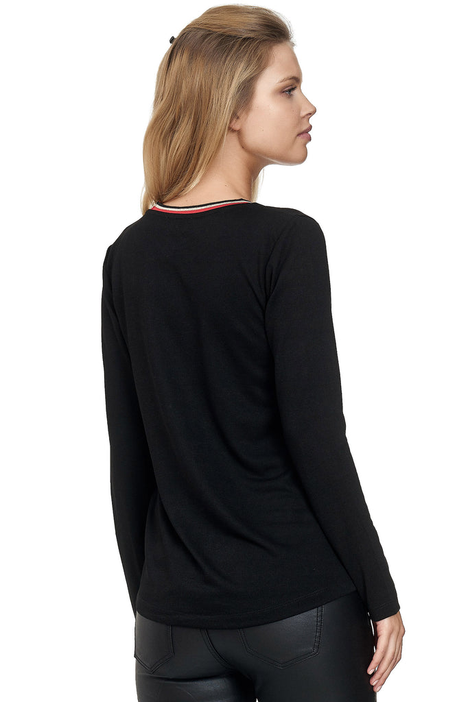 Decay Langarmshirt mit gestreifter Blende - Ausschnitt. – am Decay Damenmode Modevertrieb GmbH