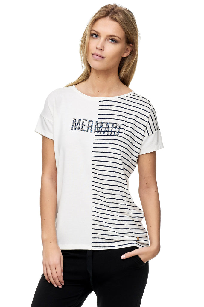 Decay T-shirt gestreift Damenmode Modevertrieb MERMAID Aufdruck. mit GmbH Decay - – 