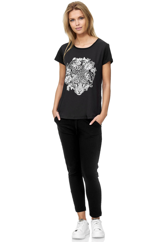 Decay T-Shirt mit GmbH Leoparden – Damenmode Aufdruck. - Modevertrieb - Decay