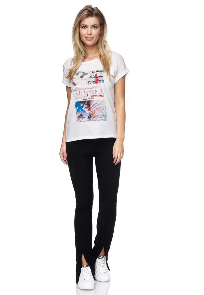 Cooles Decay T-Shirt mit Pailletten-Schriftzug und schönen Sommerfarbe –  Decay Modevertrieb GmbH - Damenmode